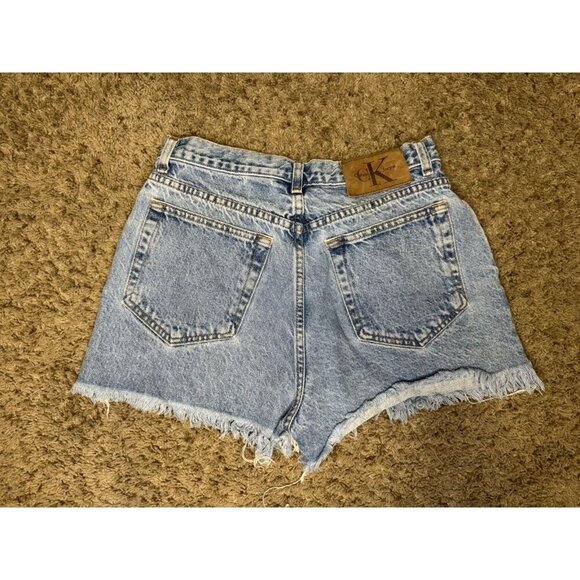 CALVIN KLEIN Vintage 90s Y2k Cut-Off Denim Jean Shorts High Rise Sz 9/27 USA - Picture 2 of 8